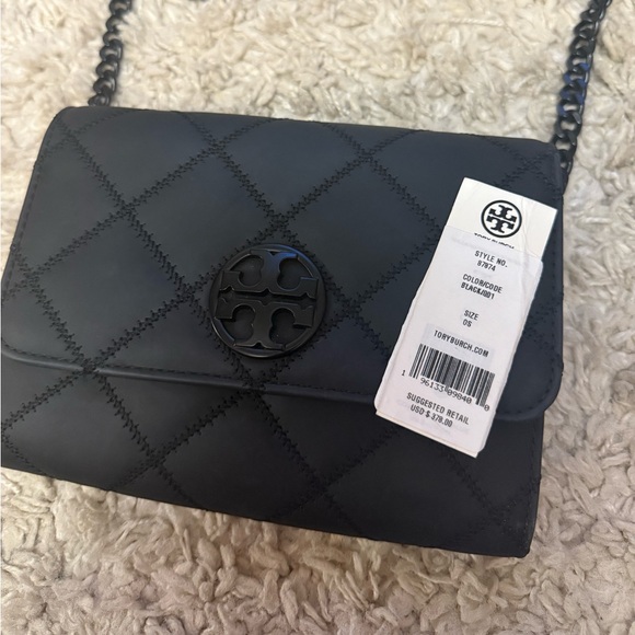 Tory Burch Willa Chain Crossbody - Matte Black with Black hardware - Like New - Picture 5 of 7